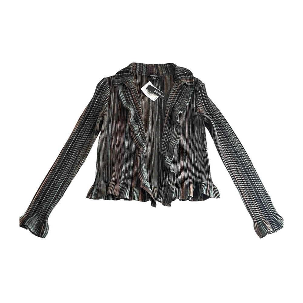 NWT Vintage Y2k Veeca Open Front Brown Stripe Top Earthy Forest Fairy Boho Artsy